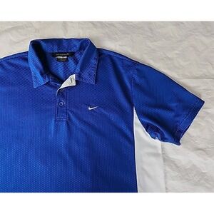 Nike Sphere Dry Golf Polo Royal Blue/White Men's Large Waffle Grid Swoosh  EUC‎